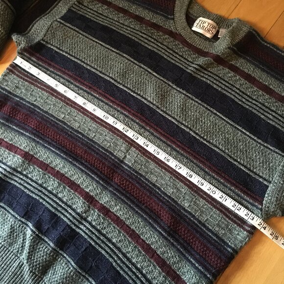 Vintage Striped and Basketweave Canadian University Eclectic Grandpa Sweater - Picture 12 of 16